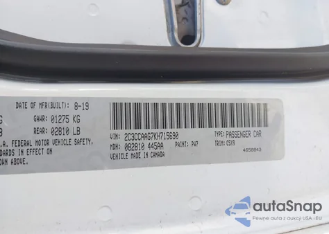 2019 Chrysler 300 Touring из США, поврежденный, VIN 2C3CCAAG7KH715690